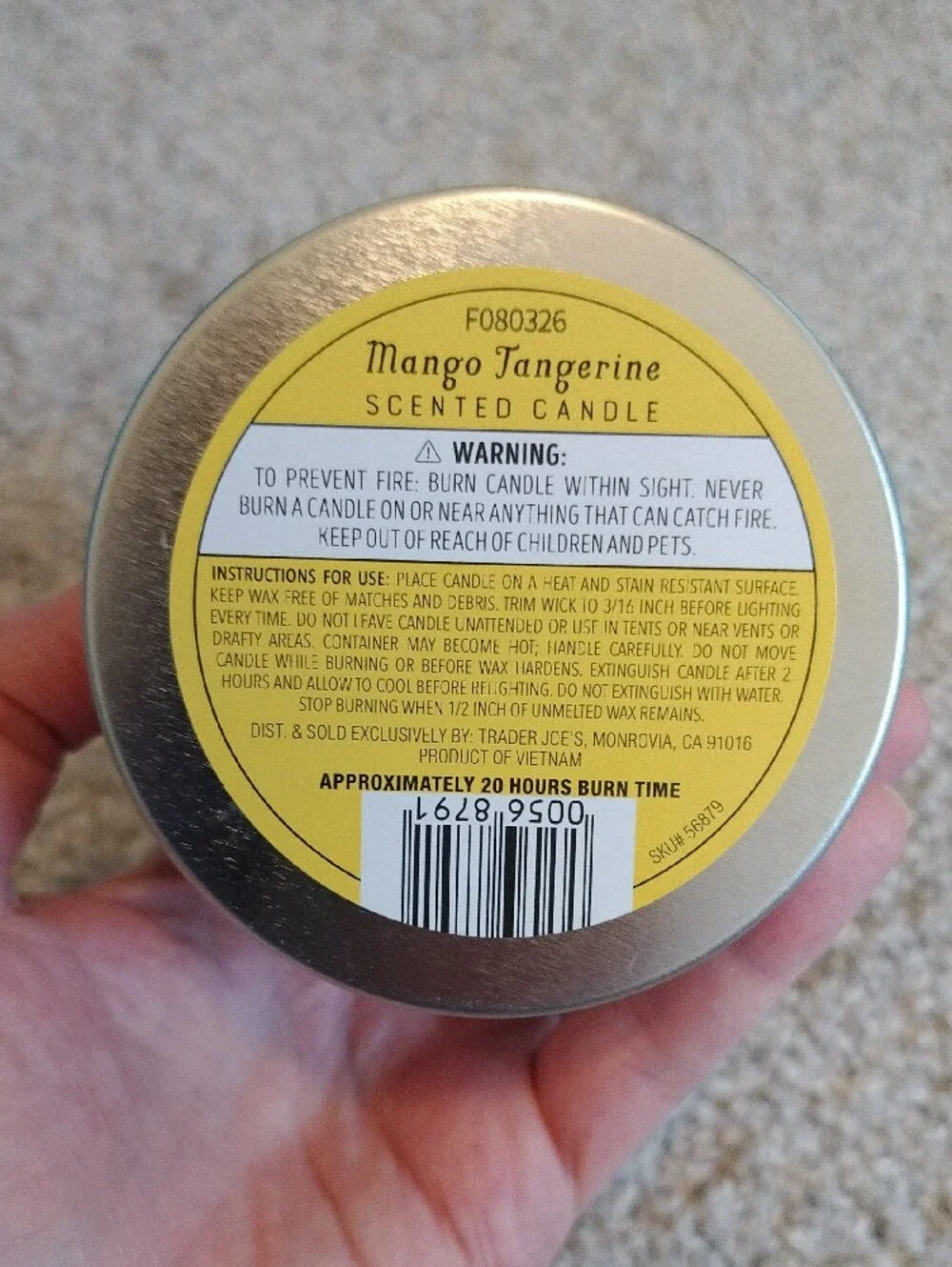 Trader Joe's Mango Tangerine Scented Candle - Silver Tin